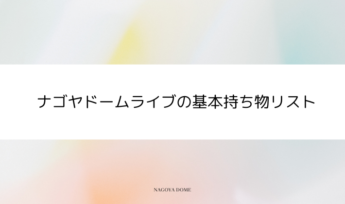 ナゴヤドームライブの基本持ち物リスト