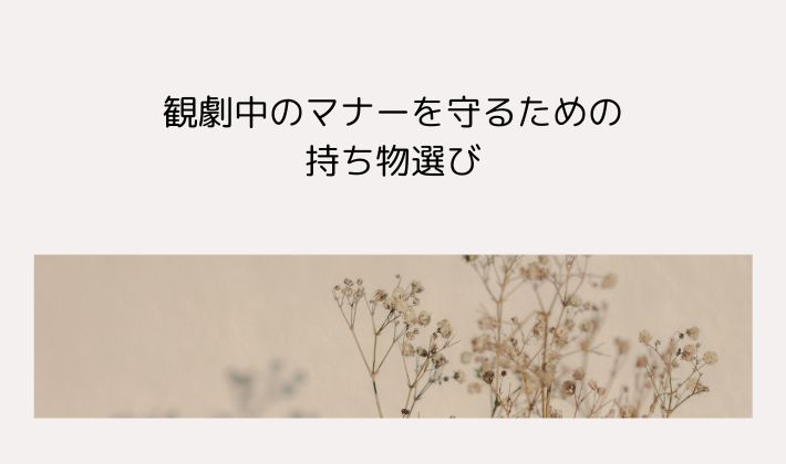 観劇中のマナーを守るための持ち物選び
