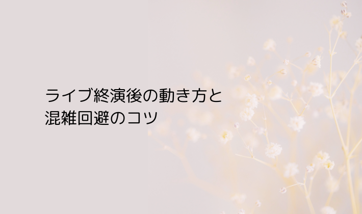 ライブ終演後の動き方と混雑回避のコツ