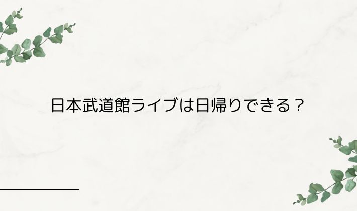 日本武道館ライブは日帰りできる？遠征女子の考え方